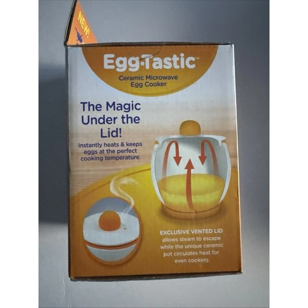 Egg-Tastic Ceramic Microwave Egg Cooker Poacher Dishwasher Safe  1 Min Cook Time